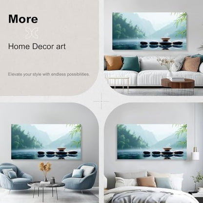 Iallbin Buddha Wall Art & Zen Wall Decor, White Lotus on Water Canvas Painting - for Yoga Meditation Room, Spa & Bathroom,Iallbin Zen Stone Wall Art & Zen Wall Decor, Blending the essence of landscape artistry - for Yoga Meditation Room, Spa & Bathroom, G