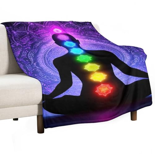 Soft Couch Throw Blanket, Seven Chakra Yoga Meditation Lotus Purple Mandala Cozy Air Conditioning Blanket for Men and Women - color: Color289, size: 40"x60"