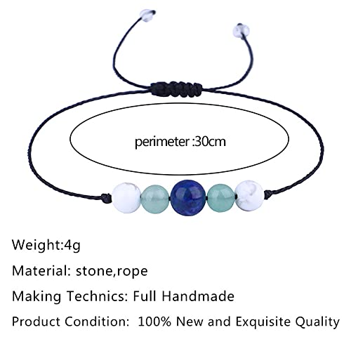 tenghong2021 Chakra Crystal Beaded Bracelet with Wish Card Adjustable Spiritual Anxiety Stone Beads Braide String Bracelet Yoga Meditation for Women Men Jewelry Birthday Gifts - style: Calm