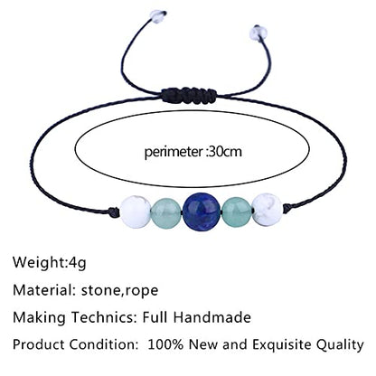 tenghong2021 Chakra Crystal Beaded Bracelet with Wish Card Adjustable Spiritual Anxiety Stone Beads Braide String Bracelet Yoga Meditation for Women Men Jewelry Birthday Gifts - style: Calm