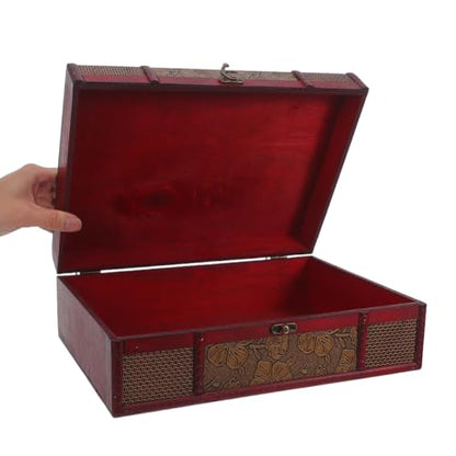 Cabilock Memory Box Wooden Desktop Storage Boxes Wood Treasure Box for Books Jewelry Document Box without Lock (Lotus) Storage Boxes Decorative