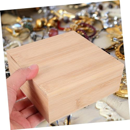 Outanaya Square Wooden Desktop Storage Box Natural Jewelry Box Pantry Storage Organizer - size: 12.50X12.50X5.00CM