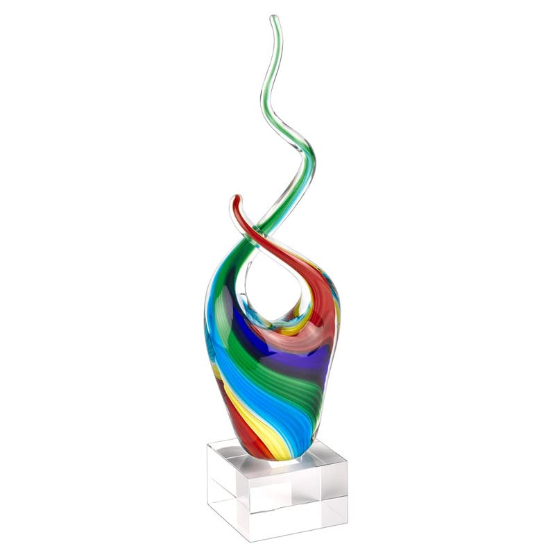 Badash Rainbow Murano-Style Art Glass Centerpiece - 14" Tall Mouth-Blown Glass Sculpture on Crystal Base - Contemporary Home Decor Accent Piece