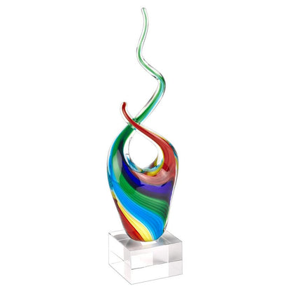 Badash Rainbow Murano-Style Art Glass Centerpiece - 14" Tall Mouth-Blown Glass Sculpture on Crystal Base - Contemporary Home Decor Accent Piece