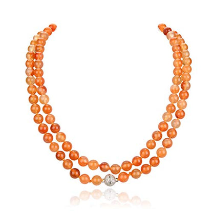 mala Beads Necklace for Women Man, mala Bracelet, Prayer Beads Necklace - color: orange carnelian no tassel