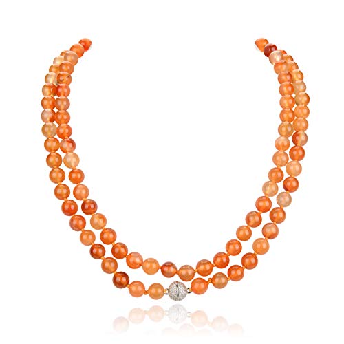 mala Beads Necklace for Women Man, mala Bracelet, Prayer Beads Necklace - color: orange carnelian no tassel