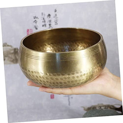 Buddhist Sound Therapy Bowl Meditation Bowl with Chime Stick Size 13cm Handmade - size: 13*13CM
