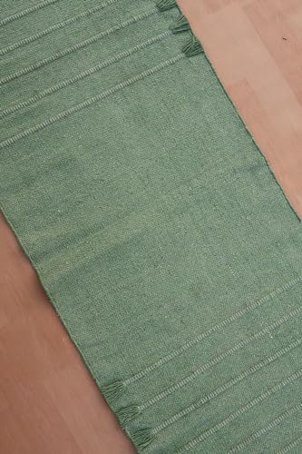 Jaipur art & Rugs Organic Cotton Yoga Mat - Eco-Friendly Hand-Woven Rug - Non Slip & Thick (24”x72”x5mm) for Everyday Fitness at Home - Comfortable Extra-Long - color: Light Green