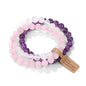 3 PCS Healing Crystal Bracelets for Women 8mm Natural Stone Beaded Stretch Bracelet Amethyst Jewelry Gifts - color: 01 8mm Rose Quartz