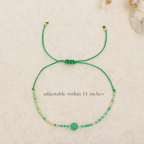 Healing Stone Colorful Beaded Bracelets for Women, Boho Adjustable Handmade Natural Stones Small Beads Friendship Outfit Accessories Jewelry Gift. - color: 0801E