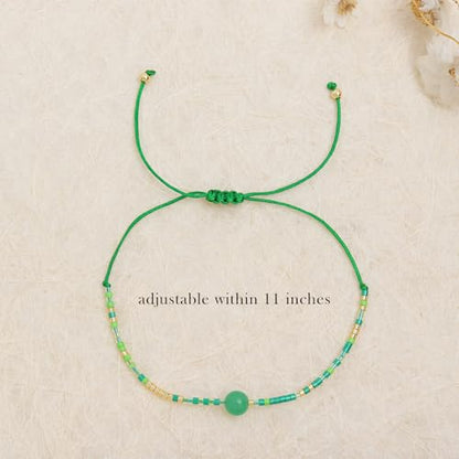 Healing Stone Colorful Beaded Bracelets for Women, Boho Adjustable Handmade Natural Stones Small Beads Friendship Outfit Accessories Jewelry Gift. - color: 0801E