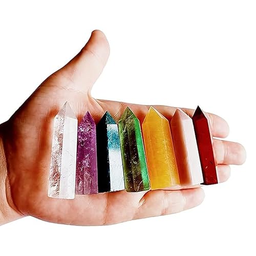 Sets of 7/8/10 Pcs Healing Crystal Stone Wands,Hexagona,Single Pointed,Chakra 6 Faceted Column Prism,Reiki Gemstones,Energy Balance,Meditation Natural Gem Kits Home Decor (7pc B Set) - color: 7pc B Set