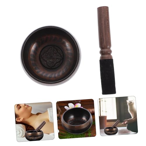 Meditation Singing Bowl with Wooden Rod Nepalese Buddhist Sound Bowl for Yoga Relaxation Music Therapy and Gift for Mindfulness and Home Decor