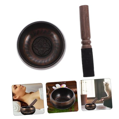Meditation Singing Bowl with Wooden Rod Nepalese Buddhist Sound Bowl for Yoga Relaxation Music Therapy and Gift for Mindfulness and Home Decor