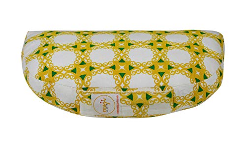 Maji Sports Om Zafu Cotton Yoga Meditation Pillow (Yellow Green Tile)