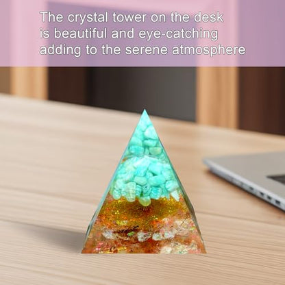 Tree of Life Orgone Pyramid,Natural Tianhe Stone&Black Gold Stone Orgonite Healing Crystal Pyramid,Crystal Stone Positive Reiki Energy Generator Collection Wealth Lucky Meditation Tool(6cm) - color: Red