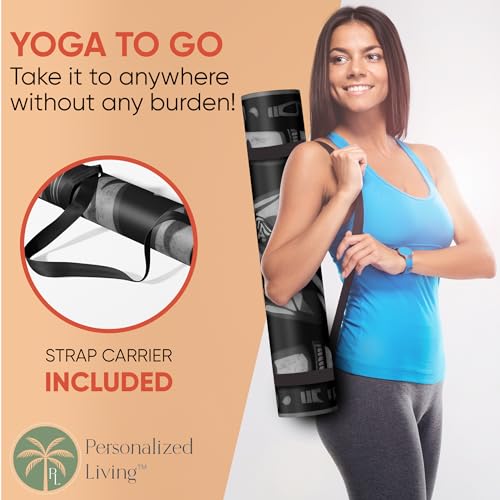 Custom Yoga Mat | Ships Next Day | Customize | Workout Mat for Men and Women | Non Slip Rubber Exercise Mat | 4mm Thick Gym Mat for Meditation, Pilates, Yoga, Gym - color: Greyscale