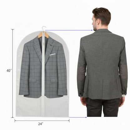 40” All Clear Garment Bags for Travel - PEVA Waterproof Suit Cover with Zipper for Hanging Clothes, Dresses, Coats - Durable Dresser for Closet Storage, Dustproof & Moisture Resistant - 40''/2 Pack - size: 40" -2 Pack