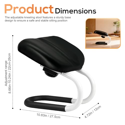 Meditation Bench | Meditation Chair | Kneeling Prayer Bench | Seiza Chair - Adjustable Height, Portable Metal Stool with Non-Slip Cushion for Home, Yoga & Prayer