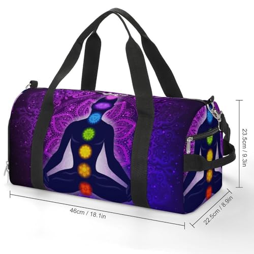 Seven Chakra Yoga Meditation Lotus Purple Mandala Large Capacity Portable Fitness Bag, Easy to Carry - color: Seven Chakra Yoga Meditation lotus purple man