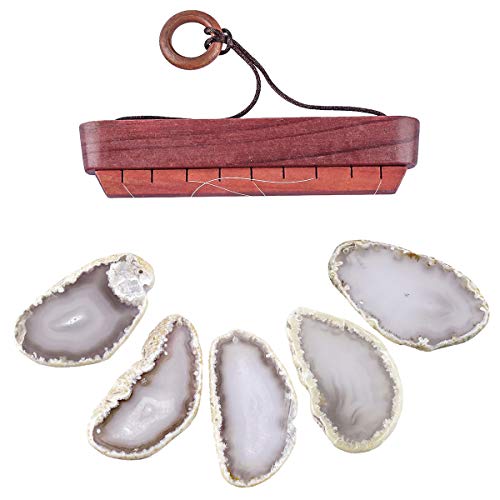 rockcloud Agate Slices Geode Wind Chime Home Garden Decoration Figurine - color: Brown