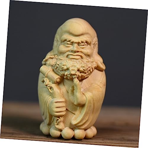 Bodhidharma Wooden Statue Hand-Carved Huangyang Wood Ornament for Zen Decor Meditation Space and Spiritual Home Decoration