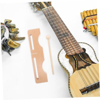 SECFOU Wooden Percussion Block Mallet Dual Bass Rhythm Instrument for Music Classes and Traditional Music Hardwood Musical Block Light Yellow