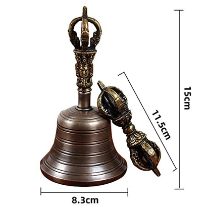 Hand Bell,Buddhist Meditation Bell It Can Also Be Played Like A Singing Bowl, Producing A Delicate And Inspiring Sound By Rubbing The Wooden Punch Along The Rim Of The Bell