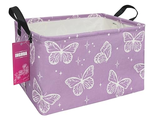 Rectangular Storage Basket Fabric Organizer Bin for Toys,Books,Clothes,Gifts,Pets-Perfect for Home,Office,Nursery,Dorm,Shelf(Rec-butterfly ) - color: Rec-butterfly