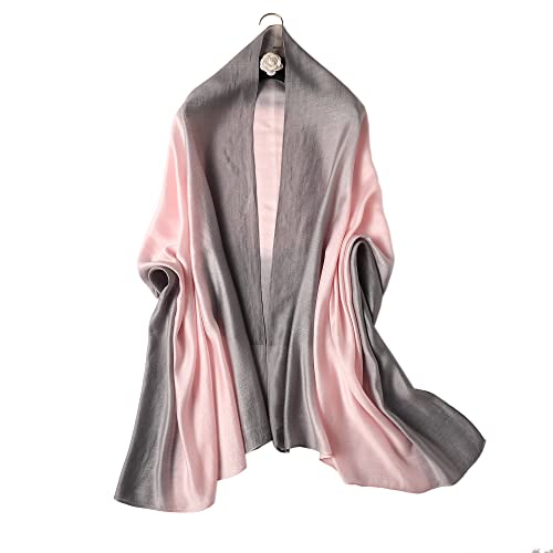 WINCESS.YU Women Gradient Scarf Long Shawls and Wraps Fashion Plain Pashmina Formal Scarf - color: Pink and Grey