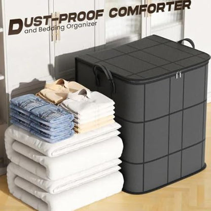 1 Pcs 180L Sturdy Oversized Storage Bag Organizer,Waterproof Non-Woven Moving Bags with Double Zippers & Reinforced Handles for Moving Supplies,Traveling,Clothes,Blankets