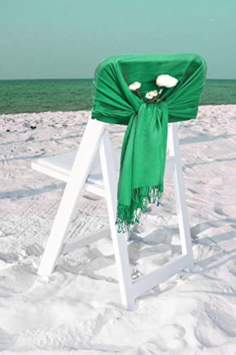 Sakkas Large Soft Silky Pashmina Shawl Wrap Scarf in Solid Colors - color: Bright Green