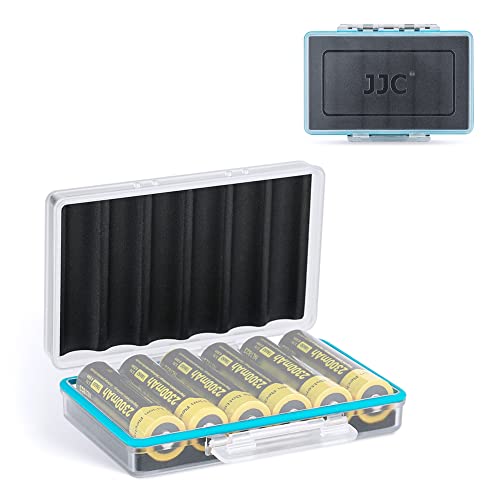 JJC Compact 18650 Battery Storage Case Holder Organizer, Hard Plastic Battery Box for 6pcs 18650 Batteries, Water-resistant and Easy to Carry - color: For 18650 Battery