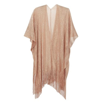 Sparkle Metallic Evening Shawls for Women formal Party Dresses Beach Travel Cardigan Shawl Wrap for Swimsuit - color: C-rose Silver