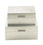 CosmoLiving by Cosmopolitan Wooden Decorative Box Decorative Keepsake Boxes with Textured Foiled Exterior, Set of 2 Storage Boxes 13", 11"W, Silver