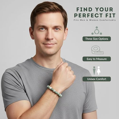 Cherry Tree Collection Tigers Eye Bracelets Plus Over 40 Other Stones – Gemstone Beads for Men & Women, Promotes Protection, Courage, Focus, Balance & Luck – Available in S, M, L with 8mm Round Beads - color: Burma Jade, size: Medium