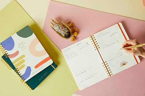 DesignWorks Ink Pink Take Care Spiral Mindfulness Notebook Guided Gratitude and Wellness Journal Undated Daily Planner With Self Care and Activity Prompts and Stickers, 7.5" x 10.25
