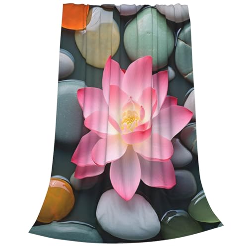 Zen Blanket Anti Pilling Throw Red Lotus Flower Bloom in Water Fleece Flannel Lightweight Cozy Bedspread Living Room Women Adults and Kids Bed Sofa 60"X50" - color: Zen2