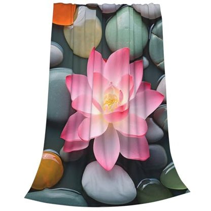 Zen Blanket Anti Pilling Throw Red Lotus Flower Bloom in Water Fleece Flannel Lightweight Cozy Bedspread Living Room Women Adults and Kids Bed Sofa 60"X50" - color: Zen2