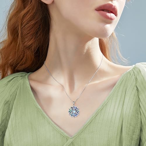 ONEFINITY Lotus Necklace 925 Sterling Silver Moonstone Pendant Necklace Yoga Lotus Jewelry for Women - style: Celtic Knot Lotus