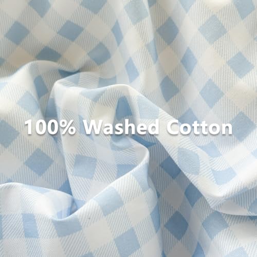 Light Blue Gingham Cotton Weighted Blanket Cover 60"x80", Blue Checked Plaid Duvet Cover for Weighted Blanket, Grid Cotton Heavy Blanket Duvet Cover (Light Blue Gingham, 60"x80") - color: Light Blue Gingham (No Blanket), size: 60"x80"