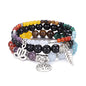 Tree of Life Yoga Healing Stone Bracelets,Multilayer Lotus Chakra Stone Reiki Bracelet Sets,Anxiety Crystal Natural Stone,for Women Stress Relief - style: Chakra+Golden Obsidian