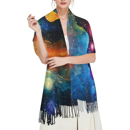 Meditating Cosmic Psychedelic Classic Scarf Soft Shawl Wraps for Women Warm Winter Accessories