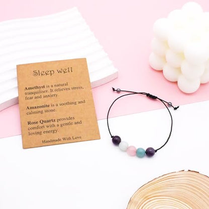 yfstyle Crystal Healing Stones Bracelets for Women & Men - Amethyst Anxiety Protection Bracelets - Natural Gemstones Jewelry Gifts - color: Sleep Well