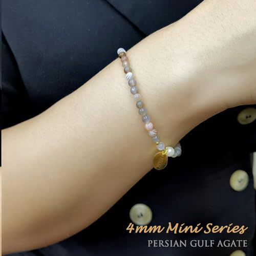 Morchic 4mm Natural Gemstone Beads Stretch Bracelet for Women, With Freshwater Pearls, Energy Gem Birthday Gift for Her 7.2” - color: Botswana Agate