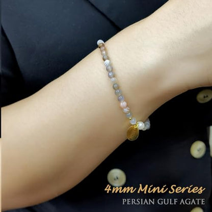 Morchic 4mm Natural Gemstone Beads Stretch Bracelet for Women, With Freshwater Pearls, Energy Gem Birthday Gift for Her 7.2” - color: Botswana Agate