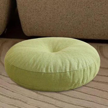 Meditation Cushion Round Floor Pillow Premium Cotton Linen Multifunctional 50x15cm for Tea Ceremony Chair Sofa Bedroom Office, Green - color: Green