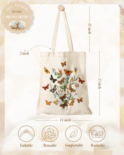 Miss Adola Aesthetic Canvas Tote Bag - Reusable Shoulder Tote Bag for Women Lady Casual Vacation, Shopping, Work, Gym - style: Caterpillars
