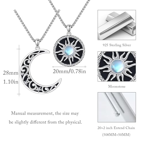 Yin Yang Necklaces for Women Men 925 Sterling Silver Pendant Necklace Yin Yang Jewelry for Women Men Couples - style: Sun Moon #12