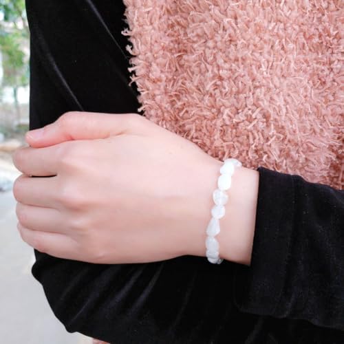 Adabele 1pc Natural Stretch Gemstone Bracelet 7mm-10mm Free Form Bead 7 Inch 7.5 Inch Healing Crystal Engergy Quartz Chakra Jewelry Women Birthday Gift - color: Blue Flash Moonstone, size: 7.5 Inch (bead size 7-10mm)